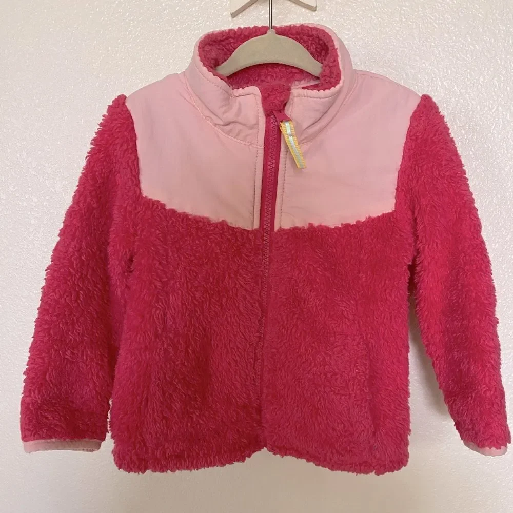 Cat & Jack | Baby Girl’s Pink Sherpa Fuzzy Jacket, Size 18M